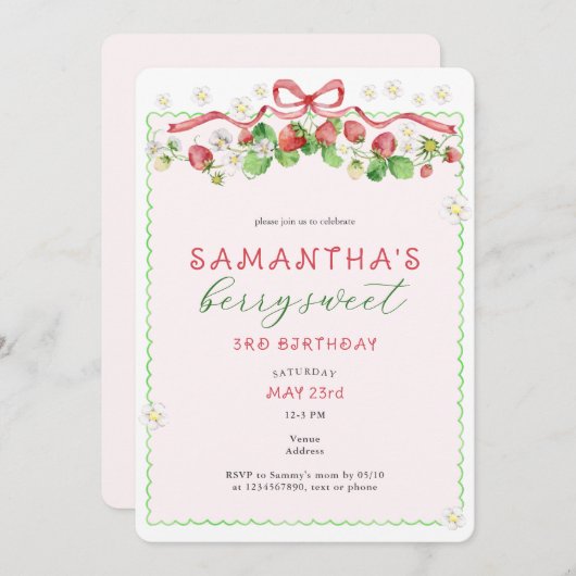 コケットベリースウィートエイジ誕生日 招待状 (正面/裏面)