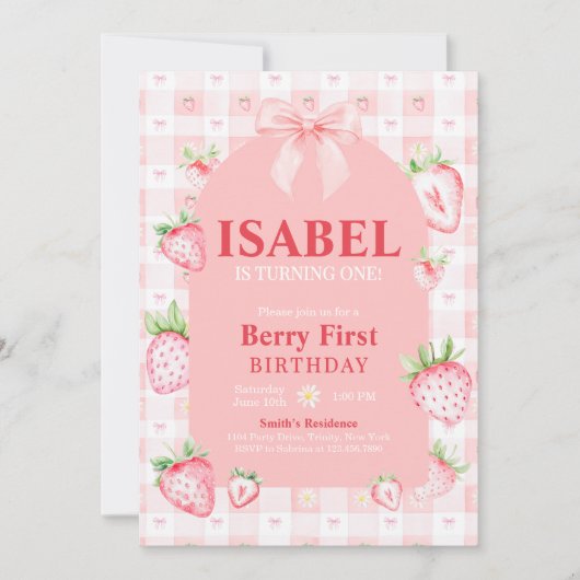 コケットベリーファースト誕生日 招待状 (正面)