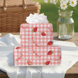 コケットベリー1歳の誕生日 赤いギンガムチェック ラッピングペーパー