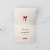 コケットベースボールレッドボウフローラヴィンテージ誕生日 サンキューカード (内部)