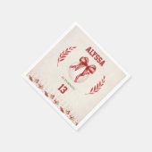 コケットベースボールレッドボウフローラヴィンテージ誕生日 スタンダードカクテルナプキン (角)