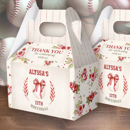 コケットベースボールレッドボウフローラヴィンテージ誕生日 フェイバーボックス