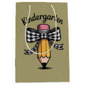 コケットペンシル弓幼稚園先生学校 ミディアムペーパーバッグ (正面)