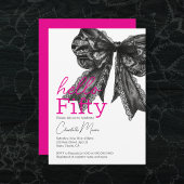 コケットホットピンクブラックボーハローフィフティ誕生日 招待状