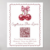 コケットボウさくらんぼオントップブライダルシャワーハッシュタグ ポスター (正面)