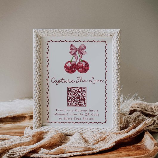 コケットボウさくらんぼオントップブライダルシャワーハッシュタグ ポスター