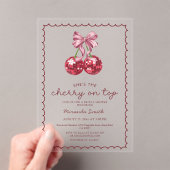 コケットボウさくらんぼオントップブライダルシャワー アクリル招待状 (インサイチュ (ポータブル))