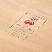 コケットボウさくらんぼオントップブライダルシャワー アクリル招待状 (レイダウン)