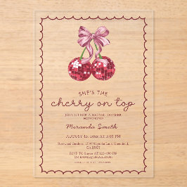 コケットボウさくらんぼオントップブライダルシャワー アクリル招待状