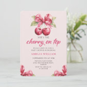 コケットボウさくらんぼオントップベビーシャワー招待状 招待状 (スタンド正面)