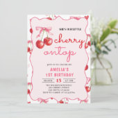 コケットボウさくらんぼオントップ1誕生日招待状 招待状 (スタンド正面)
