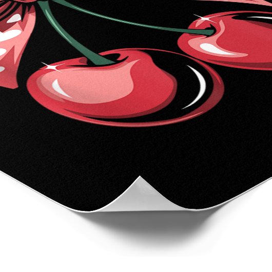 コケットボウさくらんぼヴァレンティーンズデイハートウィメンズギル ポスター (角)