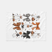 コケットボウカワイイ幽霊ドッグハロウィーンカボチャンスポ フリースブランケット (正面(横))