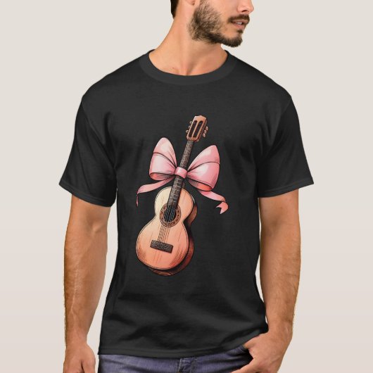 コケットボウギター ママ ギタリスト 母の日 ピンク Tシャツ (正面)