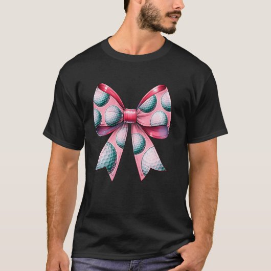コケットボウゴルフボール柄 母の日 ピンクリボン母 Tシャツ (正面)