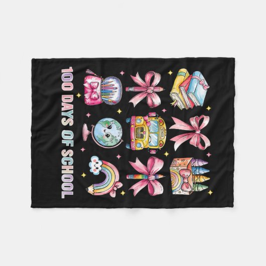 コケットボウスタント先生100学校の日8 フリースブランケット (正面(横))