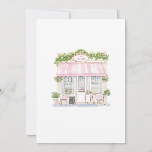 コケットボウパリジャンカフェガールフランスのベビーシャワー 招待状 (裏面)