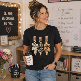 コケットボウヒョウ柄チェックポルカドット3本鉛筆 Tシャツ