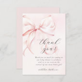 コケットボウピンク赤ちゃんシャワー サンキューカード (正面/裏面)