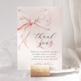 コケットボウピンク赤ちゃんシャワー サンキューカード