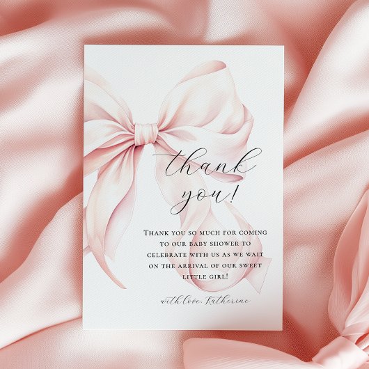 コケットボウピンク赤ちゃんシャワー サンキューカード