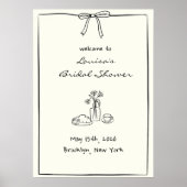コケットボウブライダルシャワーブランチウェルカムサイン ポスター (正面)