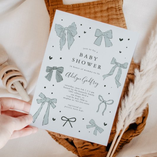 コケットボウブルーベビーシャワー招待状 招待状