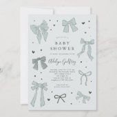 コケットボウブルーベビーシャワー招待状 招待状 (正面)