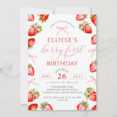 コケットボウベリーファーストストロベリーファースト誕生日 招待状 (正面)