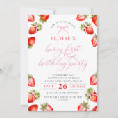 コケットボウベリーファーストストロベリーファースト誕生日 招待状 (正面)