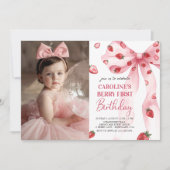 コケットボウベリーファーストストロベリー誕生日写真 招待状 (正面)