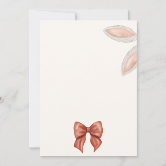 コケットボウボーホバニー耳イースターベイビーシャワー 招待状 (裏面)