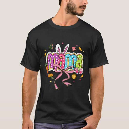 コケットボウマバニーイースターママママボホ花模様ファ Tシャツ (正面)