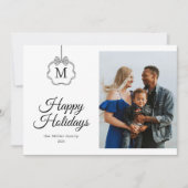 コケットボウモノグラムイニシャル写真クリスマス シーズンカード (正面)