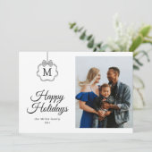 コケットボウモノグラムイニシャル写真クリスマス シーズンカード (スタンド正面)