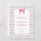 コケットボウワイルドフラワーガールベビーシャワーフローラ 招待状 (正面)