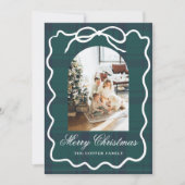 コケットボウヴィンテージプレイドフォトクリスマス シーズンカード (正面)