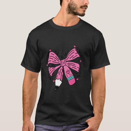 コケットボウ教師鉛筆試験日教師テスト Tシャツ (正面)