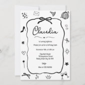 コケットボウ誕生日招待状お洒落パーティー 招待状 (正面)