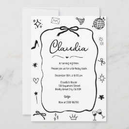 コケットボウ誕生日招待状お洒落パーティー 招待状