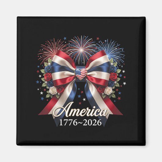 コケットボウ アメリカ ハート 1776 2026 7月4日 250周年 マグネット (正面)