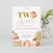 コケットボウ スイーツケーキ 2歳の誕生日招待状 招待状 (スタンド正面)