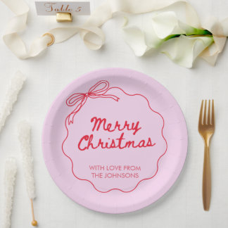 コケットボウ ピンク レッド クリスマス モダン かわいい ペーパープレート
