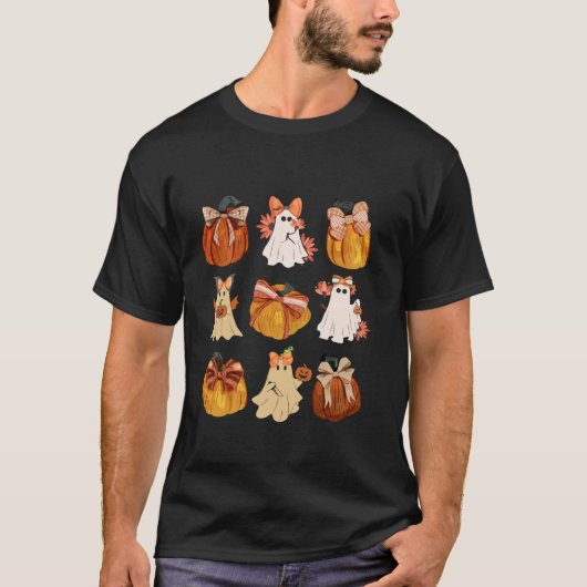 コケットボーカボチャおもしろい幽霊不気味シーズンハル Tシャツ (正面)