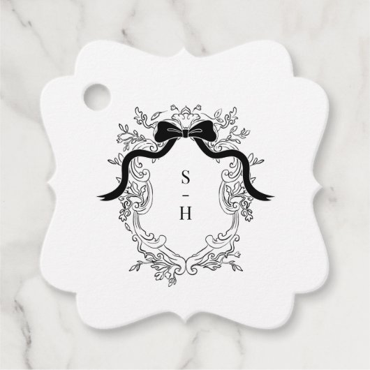 コケットボークレストモノグラムフランスのズ結婚ズ フェイバータグ (正面)