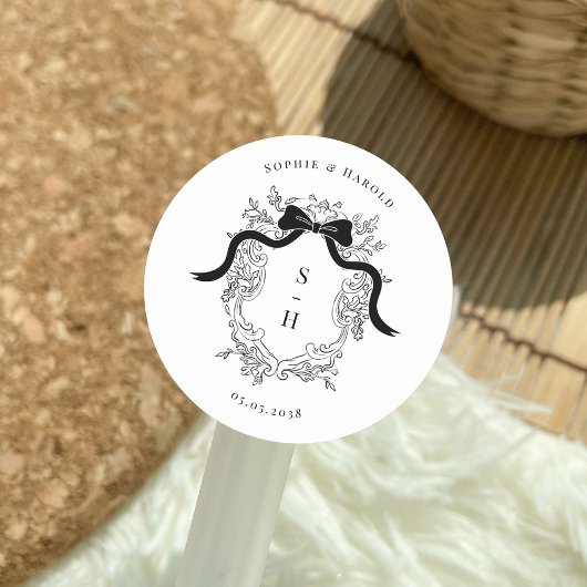 コケットボークレストモノグラムフランスのズ結婚ズ ラウンドシール