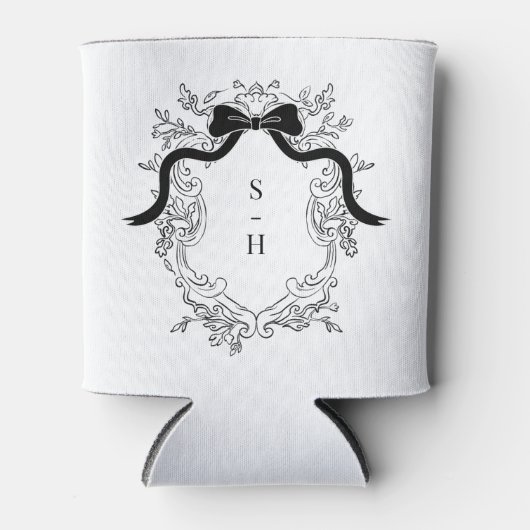 コケットボークレストモノグラムフランスの結婚式の引き出物 缶クーラー (正面)