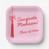 コケットボーグラッドタッセルピンクレッド2025卒業 ペーパープレート (正面)