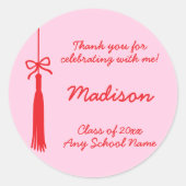 コケットボーグラッドタッセルピンクレッド2025卒業 ラウンドシール (正面)