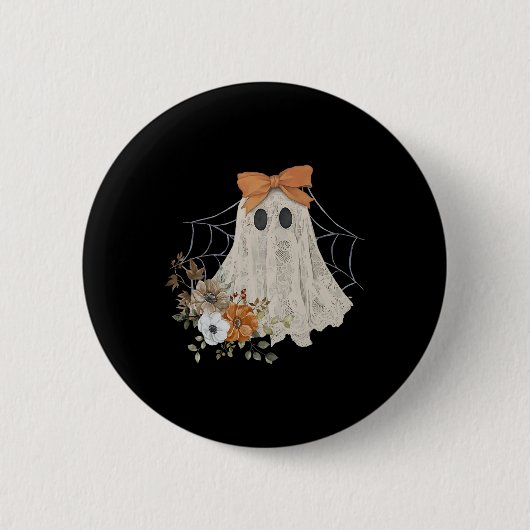 コケットボーコックハロウィーンレース幽霊ガーリースポオ 缶バッジ (正面)